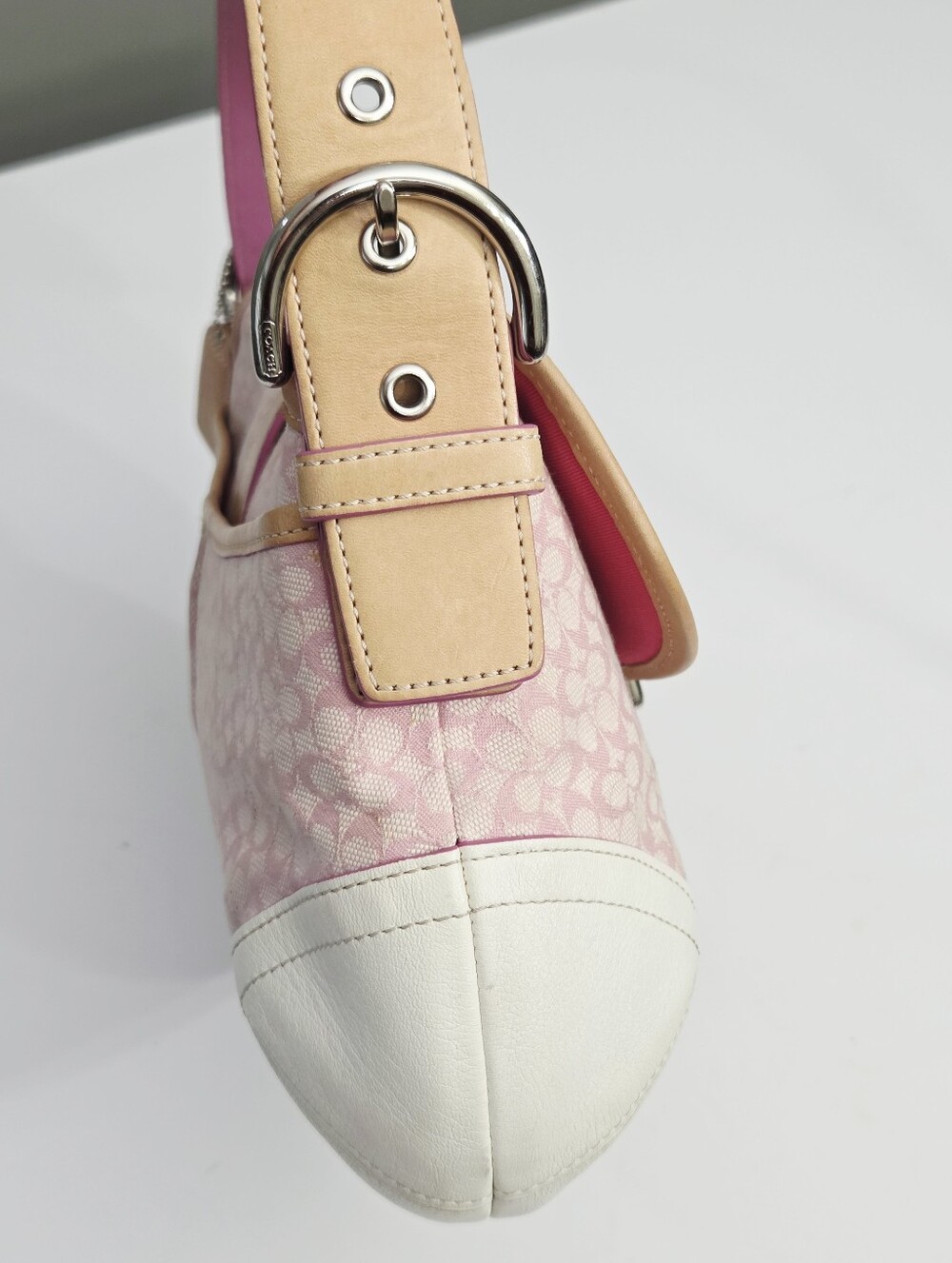 VINTAGE Y2K COACH MINI SIGNATURE SOHO BUCKLE FLAP SHOULDER BAG 6808 - Picture 7 of 14